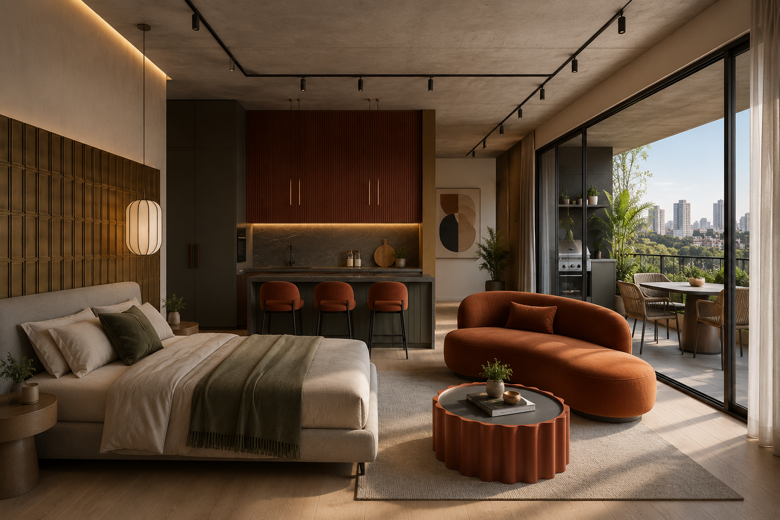 Interior de Monoambiente B · 30 m²